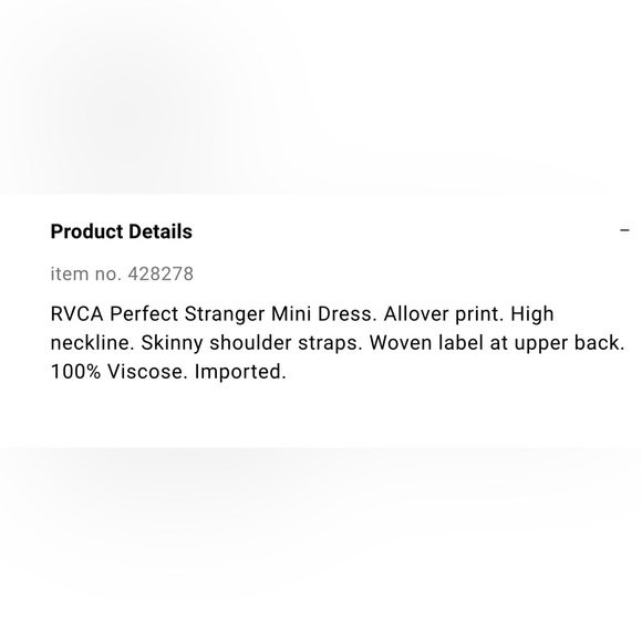 NWT RVCA Perfect Stranger Mini Dress - Picture 8 of 8